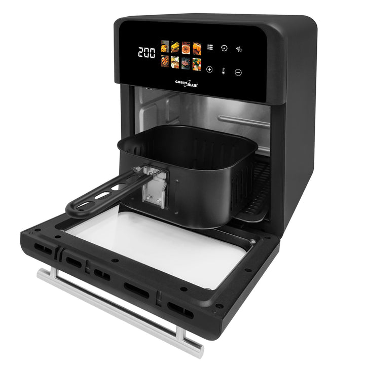 GreenBlue AIR FRYER vetvrije friteuse, krachtig 1800 W, inhoud 10 l, 8 programma’s, accessoires, timer, GB950