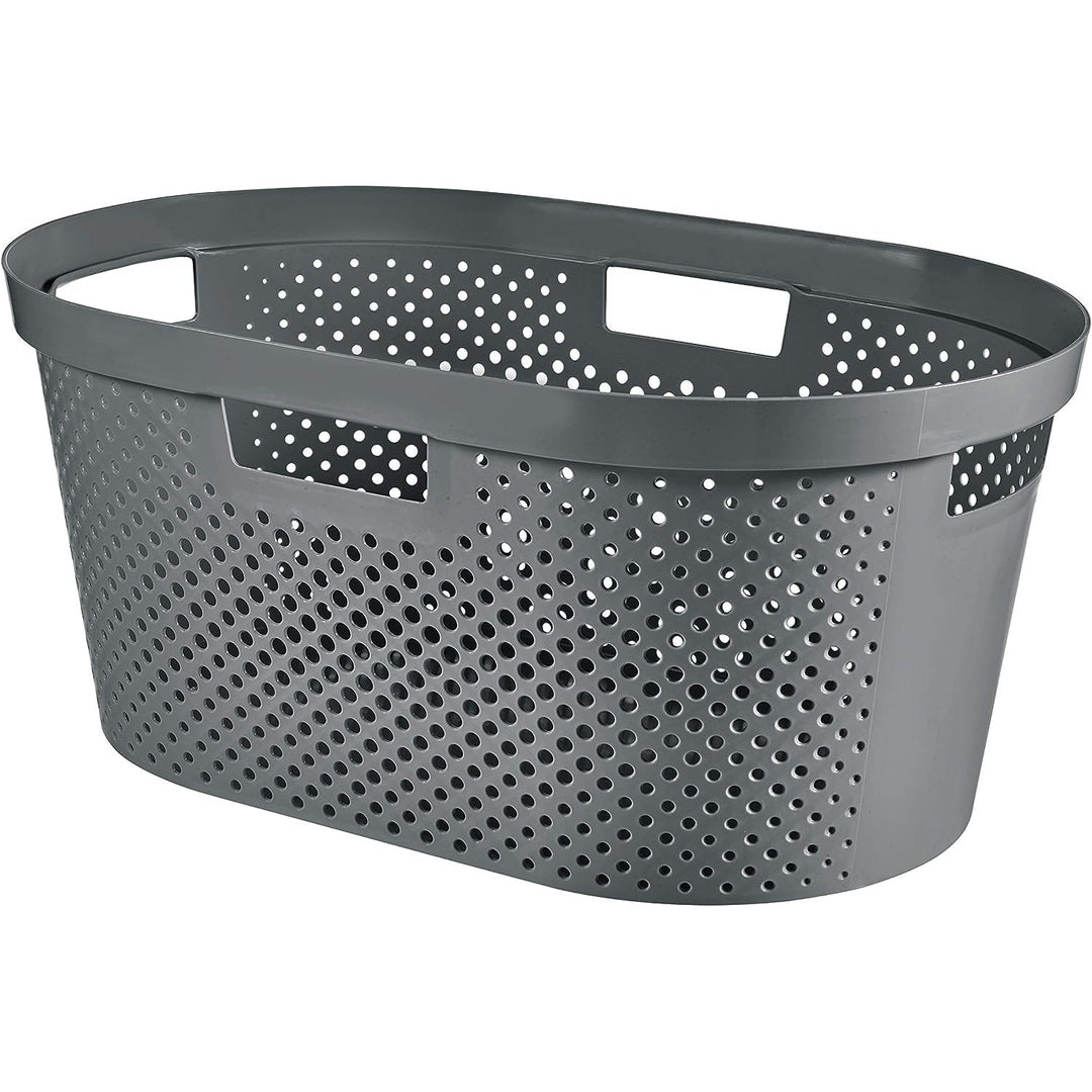 Curver Infinity gerecyclede mangel / wasmand, inhoud 40L, donkergrijs, 100% gerecycled, 245675 + Curver Infinity gerecyclede 60L wasmand