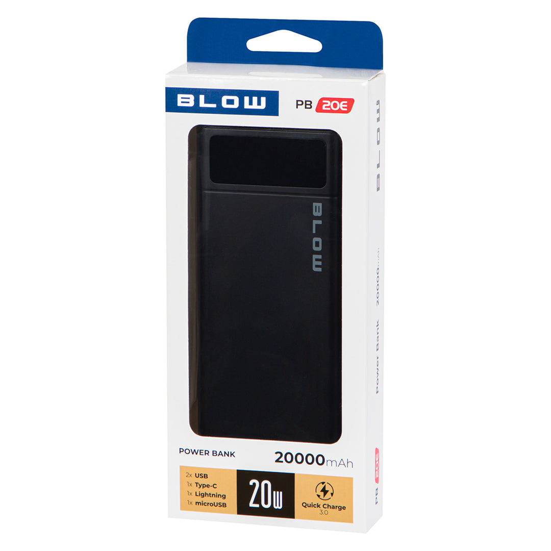 Powerbank 20.000 mAh PB20E Quick Charge 30 Power Delivery 20 W zwart Blow