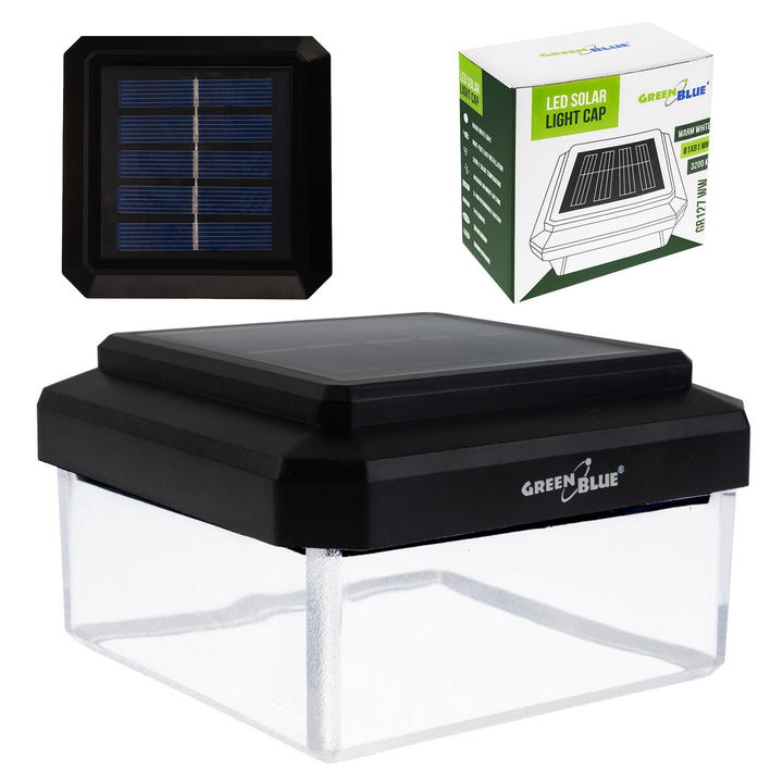GreenBlue LED-zonnelamp voor paal, 80x80 mm, envelopvormige kap, 3200 K, GB127 WW