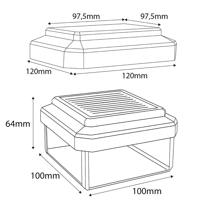 GreenBlue LED-zonnelamp voor paal, 100 x 100 mm, envelopvormige kap, 3200 K, GB128 WW