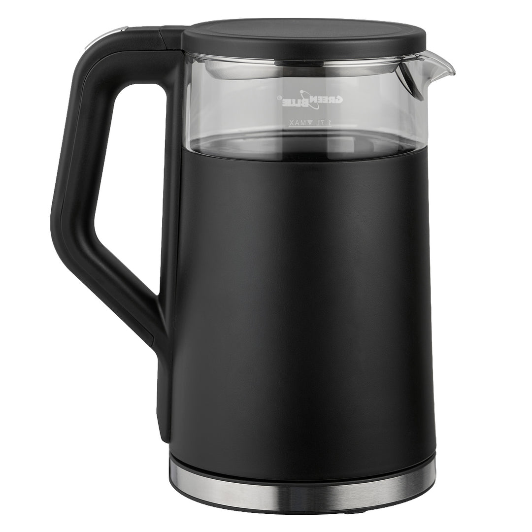 GreenBlue snoerloze waterkoker, inhoud 1,7 l, glazen waterreservoir, duidelijk display, temperatuurkeuze, 2200 W, GB670 B