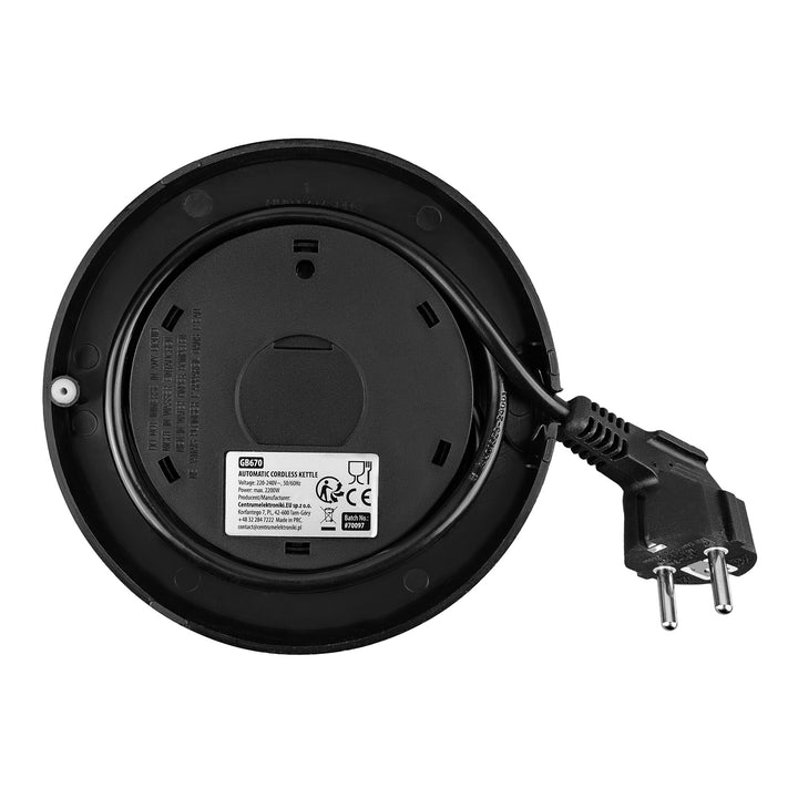 GreenBlue snoerloze waterkoker, inhoud 1,7 l, glazen waterreservoir, duidelijk display, temperatuurkeuze, 2200 W, GB670 B