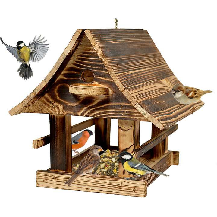 Woodok vogelvoederhuisje, hout, gebakken, ophanghaak + vogelzaad 1kg