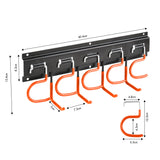 Maclean wandrek voor tuingereedschap, van staal, met haken, max. draagvermogen 30 kg, breedte 40 cm, MC-193