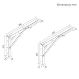 Inklapbare beugel voor Maclean-wandplank, min. 250 mm, max. 500 mm, max. 50 kg, 2 stuks, MC-194