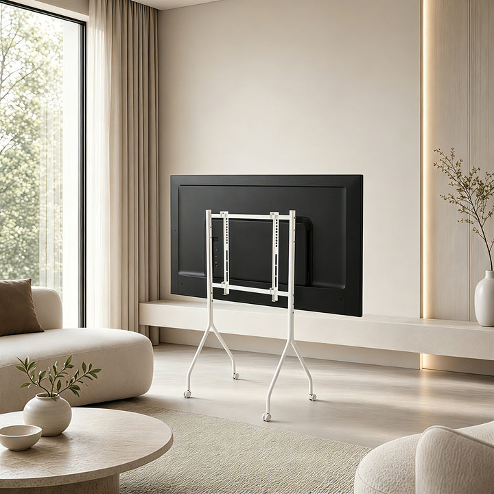 Maclean tv-standaard/tv-karretje, op wieltjes, 37-80", max. draagvermogen 50 kg, max. VESA 600x400, wit, MC-180 W