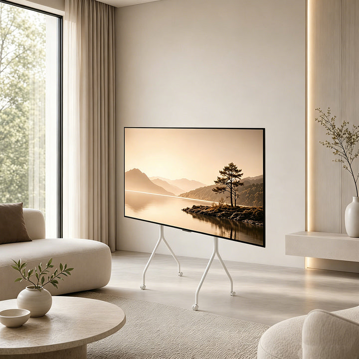 Maclean tv-standaard/tv-karretje, op wieltjes, 37-80", max. draagvermogen 50 kg, max. VESA 600x400, wit, MC-180 W