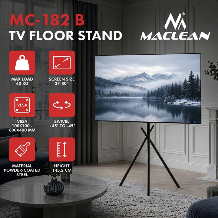 Vloerbeugel / -standaard voor Maclean-tv's, 37-80", max. VESA 600x400, max. 60 kg, MC-182 B