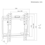 Maclean tv-beugel/hanger, max. VESA 200x200, 13-43", tot 45 kg, zwart, kantelbaar van 0° tot -8°, MC-186