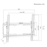 Maclean tv-beugel/hanger, max. VESA 600x400, 37-86", tot 45 kg, zwart, kantelbaar van 0° tot -8°, MC-188