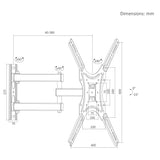 Maclean tv-beugel/hanger, max. VESA 400x400, 32-55", tot 25 kg, zwart, kantelbaar van 0° tot -15° en draaibaar van +90° tot -90°, MC-190