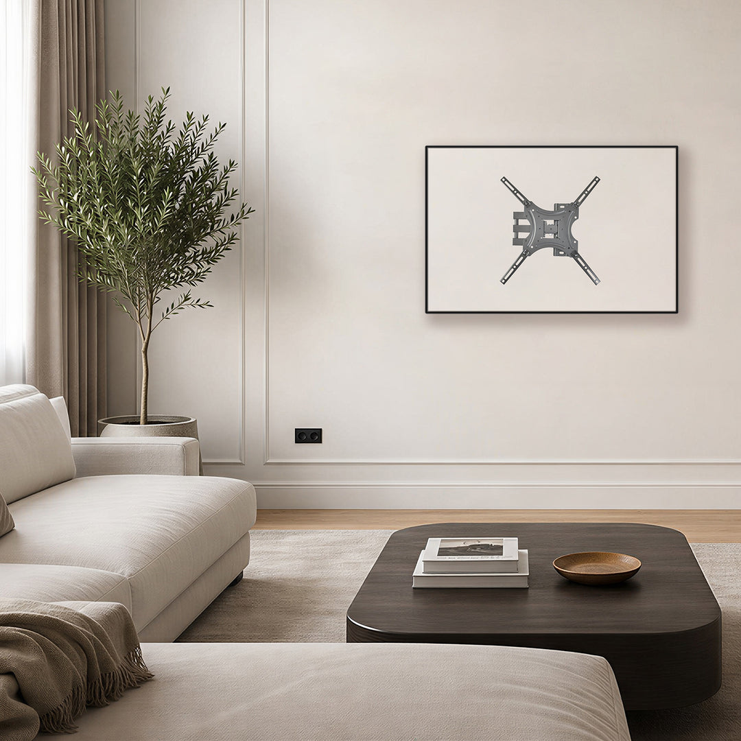 Maclean tv-beugel/hanger, max. VESA 400x400, 32-55", tot 25 kg, zwart, kantelbaar van 0° tot -15° en draaibaar van +90° tot -90°, MC-190