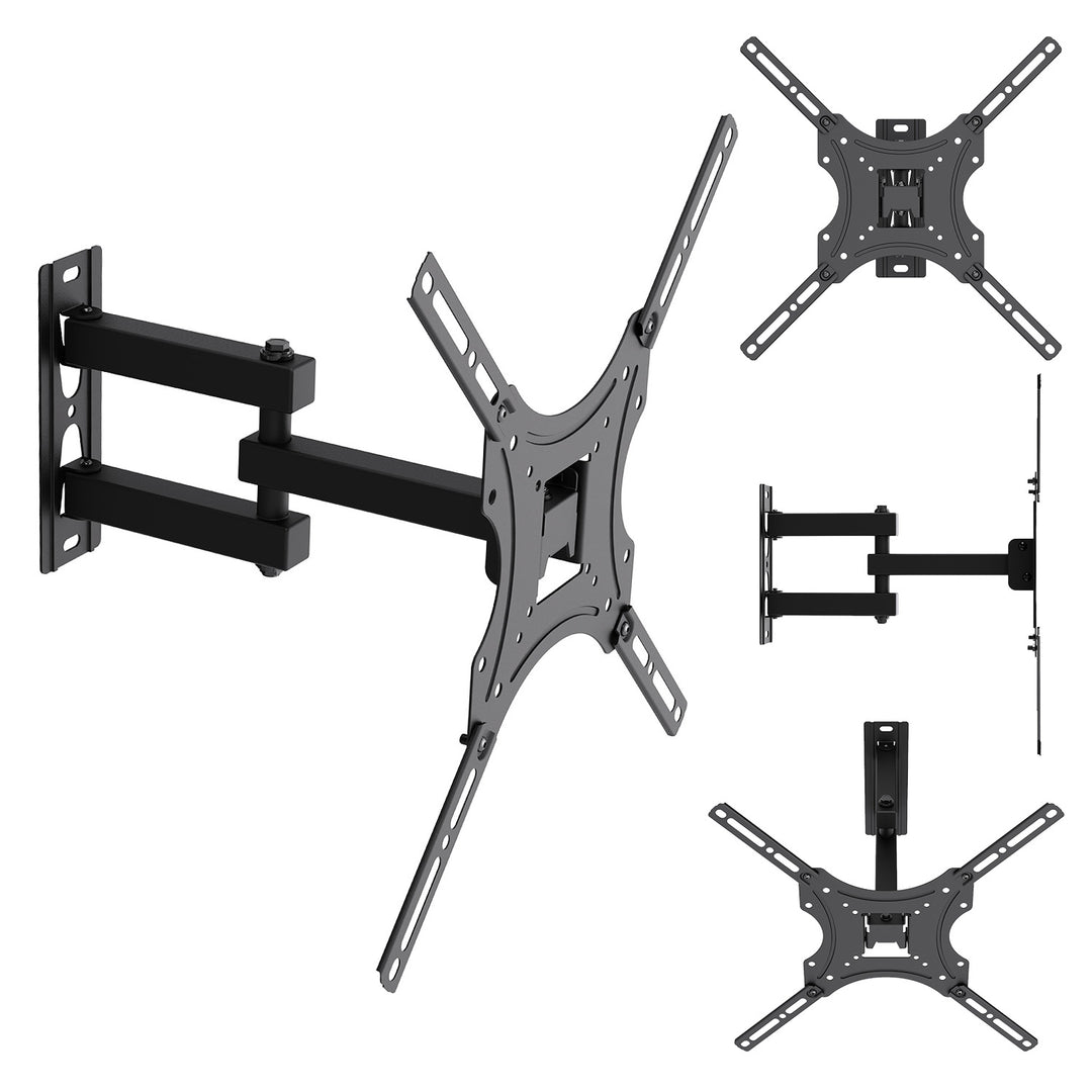 Maclean tv-beugel/hanger, max. VESA 400x400, 32-55", tot 25 kg, zwart, kantelbaar van 0° tot -15° en draaibaar van +90° tot -90°, MC-190