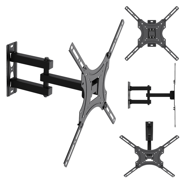 Maclean tv-beugel/hanger, max. VESA 400x400, 32-55", tot 25 kg, zwart, kantelbaar van 0° tot -15° en draaibaar van +90° tot -90°, MC-190
