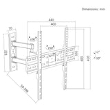 Maclean tv-beugel/hanger, max. VESA 400x400, 32-55", tot 30 kg, zwart, kantelbaar +2°~-10° en draaibaar +90°~-90°, MC-191