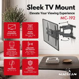 Maclean tv-beugel/hanger, max. VESA 400x400, 32-70", tot 40 kg, zwart, kantelbaar +12°~-12° en draaibaar +60°~-60°, MC-192