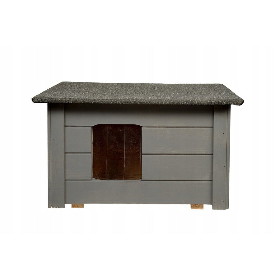 Woodok hondenkennel, geïsoleerd, vurenhout, grijs + hondenbed