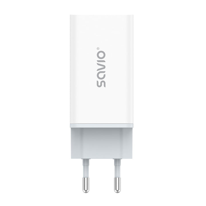 Savio netvoeding oplader, 1x USB-A, 2x USB-C, GaN, 65W, wit, SAVLA-07