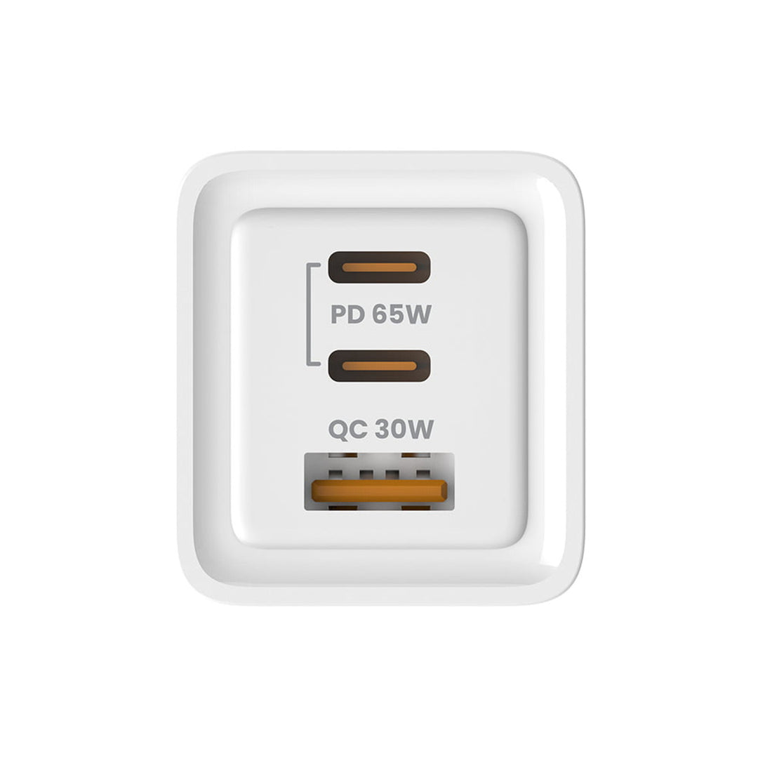 Savio netvoeding oplader, 1x USB-A, 2x USB-C, GaN, 65W, wit, SAVLA-07