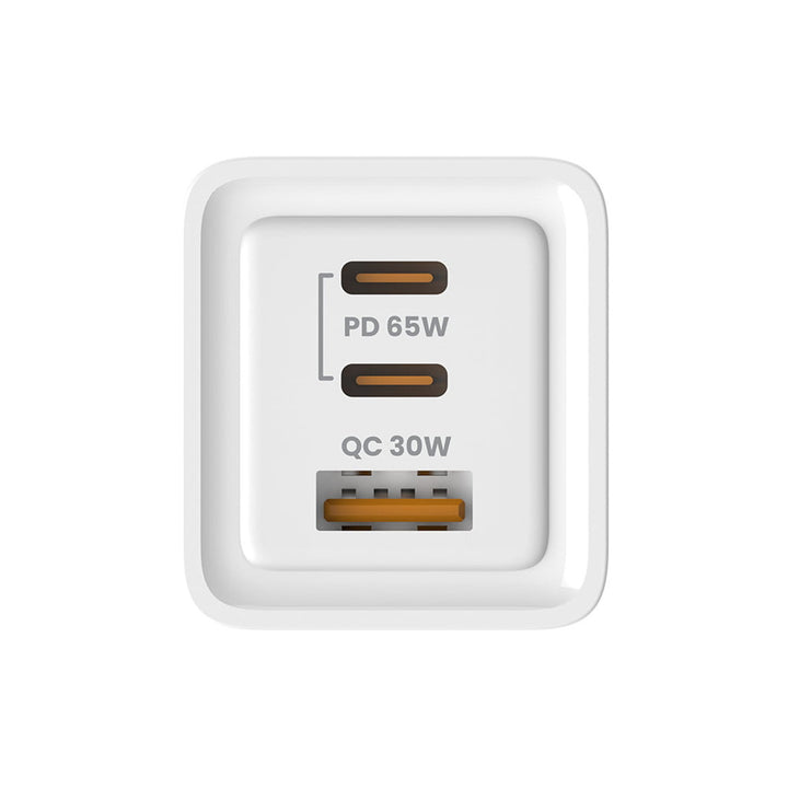 Savio netvoeding oplader, 1x USB-A, 2x USB-C, GaN, 65W, wit, SAVLA-07