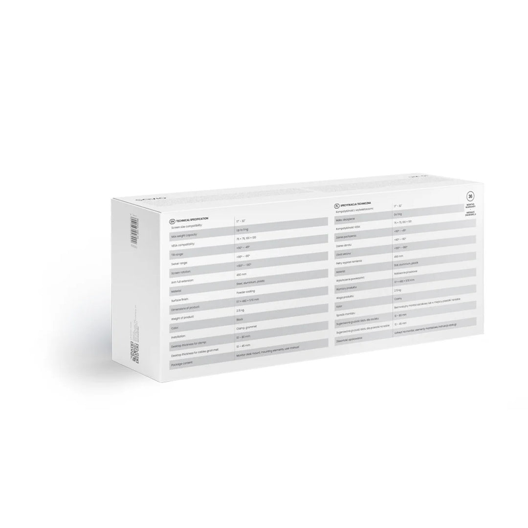 Bureauhouder voor monitor 17-32'' SAVIO, 2-9 kg, op gasveer, UM-01