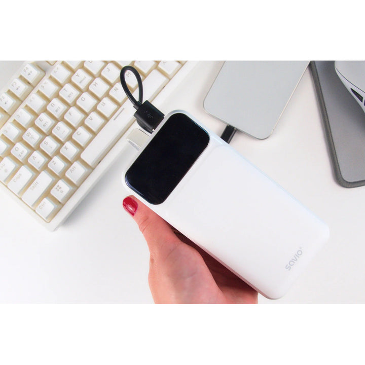 Powerbank SAVIO, 2 poorten USB, 1 poort USB-C, Quick Charge, Power Delivery, SAVBA-11