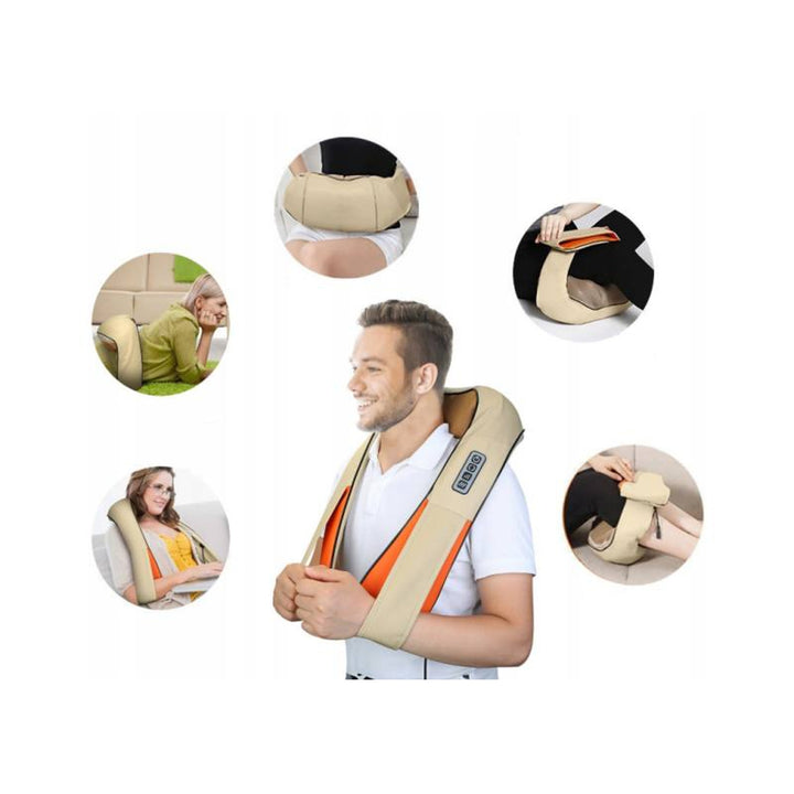 LTC Shiatsu 6D schoudermassageapparaat, 3 snelheden, 5V, 24W, verwarmingsfunctie, LED-achtergrondverlichting, anti-slip banden