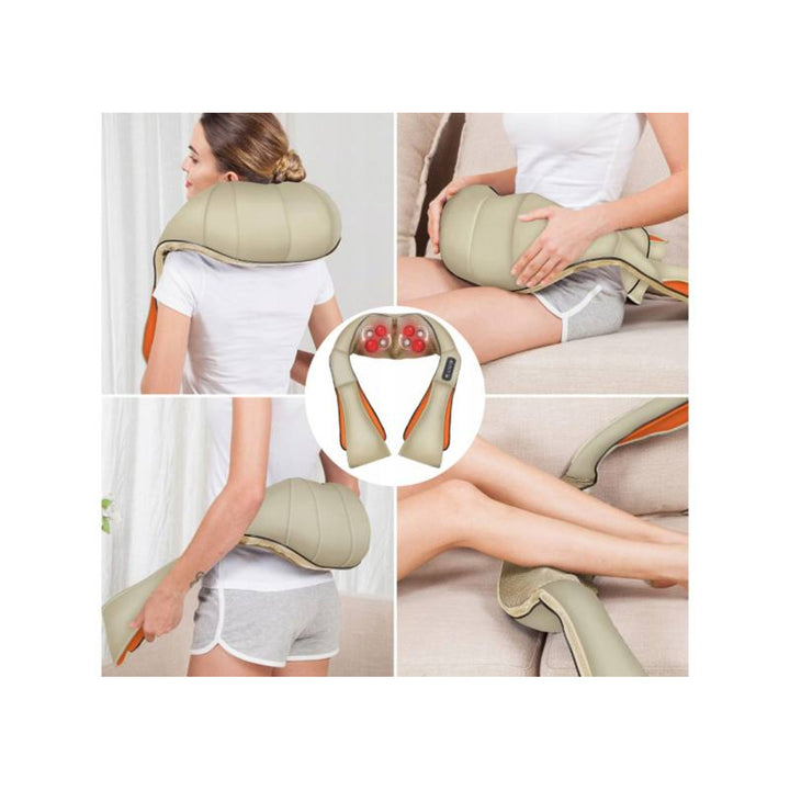 LTC Shiatsu 6D schoudermassageapparaat, 3 snelheden, 5V, 24W, verwarmingsfunctie, LED-achtergrondverlichting, anti-slip banden