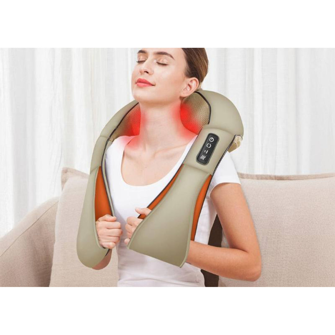 LTC Shiatsu 6D schoudermassageapparaat, 3 snelheden, 5V, 24W, verwarmingsfunctie, LED-achtergrondverlichting, anti-slip banden