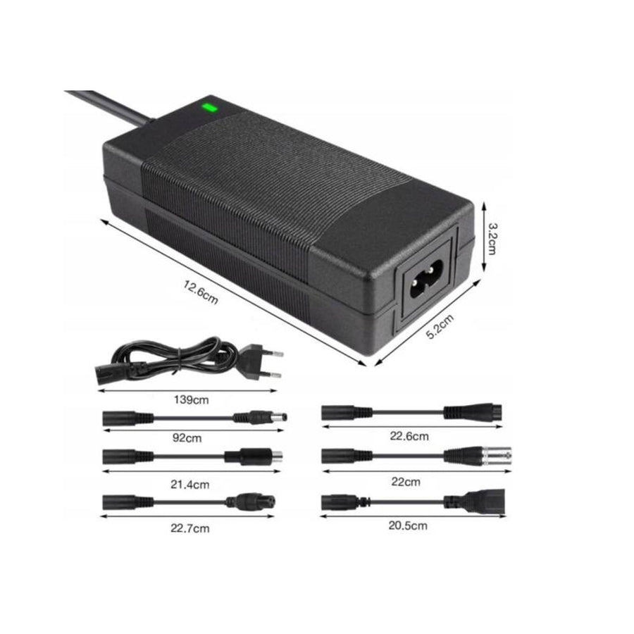 Lextool universele oplader voor scooters en elektrische voertuigen, 54,6V 2A, 6 DC-stekkers, LXG95