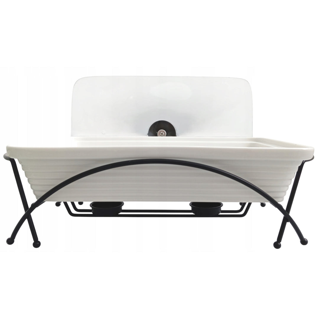 Keramische voedselwarmer Maestro, rechthoekig, wit, inhoud 2,4L, kan worden gebruikt in de oven, inclusief rooster en deksel met handgreep, MR-11562-73