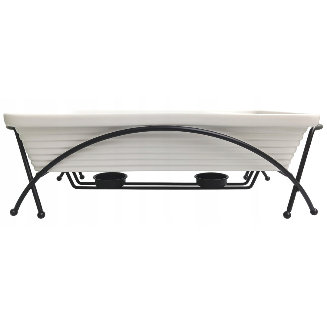 Keramische voedselwarmer Maestro, rechthoekig, wit, inhoud 2,4L, kan worden gebruikt in de oven, inclusief rooster en deksel met handgreep, MR-11562-73