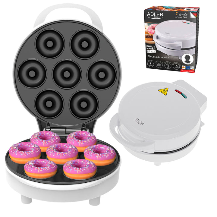 Donutmaker Adler, voor 7 donuts, antiaanbaklaag, wit, 1500W, AD 3075