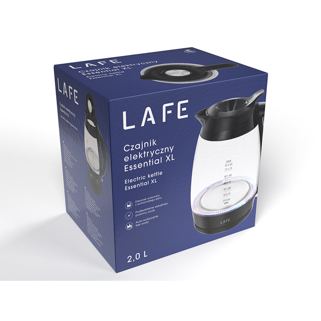 Lafe waterkoker, vermogen 2200W, inhoud 2l, glas, Essential XL