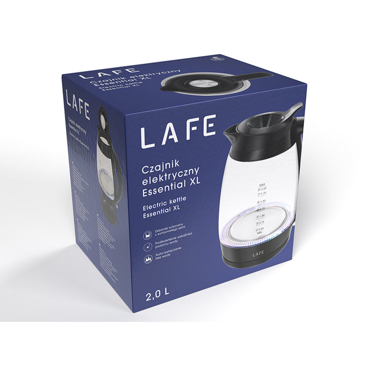 Lafe waterkoker, vermogen 2200W, inhoud 2l, glas, Essential XL