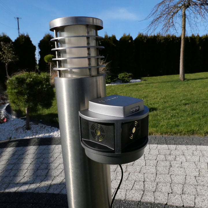 Knaagdierbestrijdingsmiddel, marterbestrijdingsmiddel, muizenbestrijdingsmiddel Viano, ultrasone generator, stroboscooppaneel, drie luidsprekers, Trio-Strob