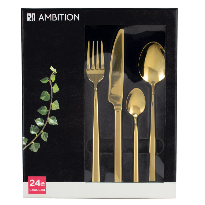 Bestekset voor 6 personen Como Gold 24-delige geschenkdoos AMBITION