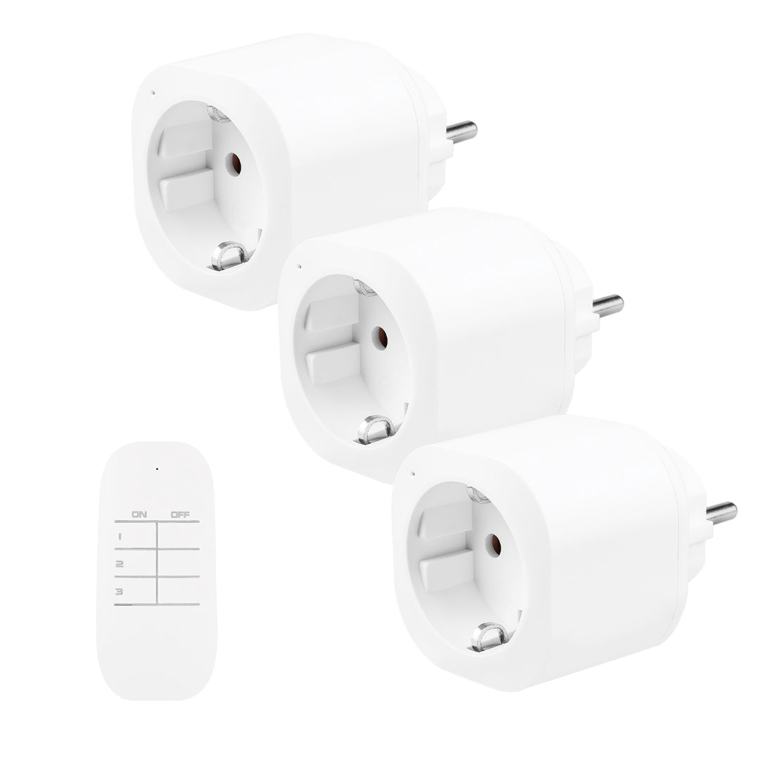 GreenBlue-stopcontacten met afstandsbediening, 3 stuks, programmeerbaar, bereik tot 30 m, 220-240 V AC, 50/60 Hz, 16 A, 433 MHz, GB313 F