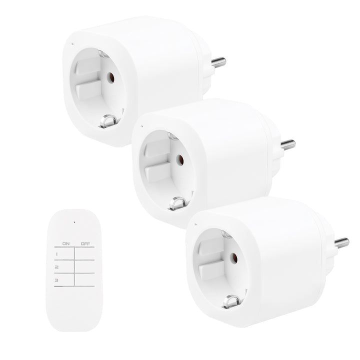 GreenBlue-stopcontacten met afstandsbediening, 3 stuks, programmeerbaar, bereik tot 30 m, 220-240 V AC, 50/60 Hz, 16 A, 433 MHz, GB313 F