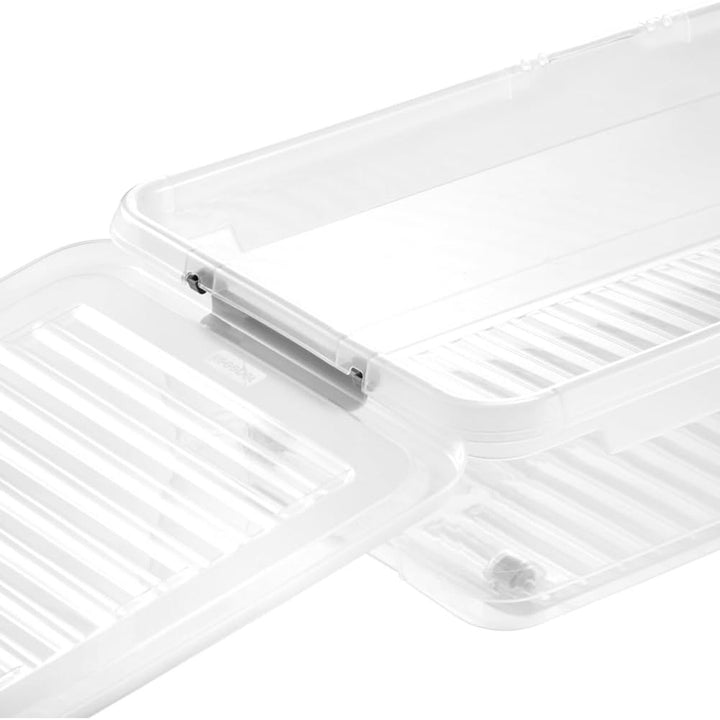 Leo Keeeper container met deksel, inhoud 33L, helder, met wielen, deksel met clips