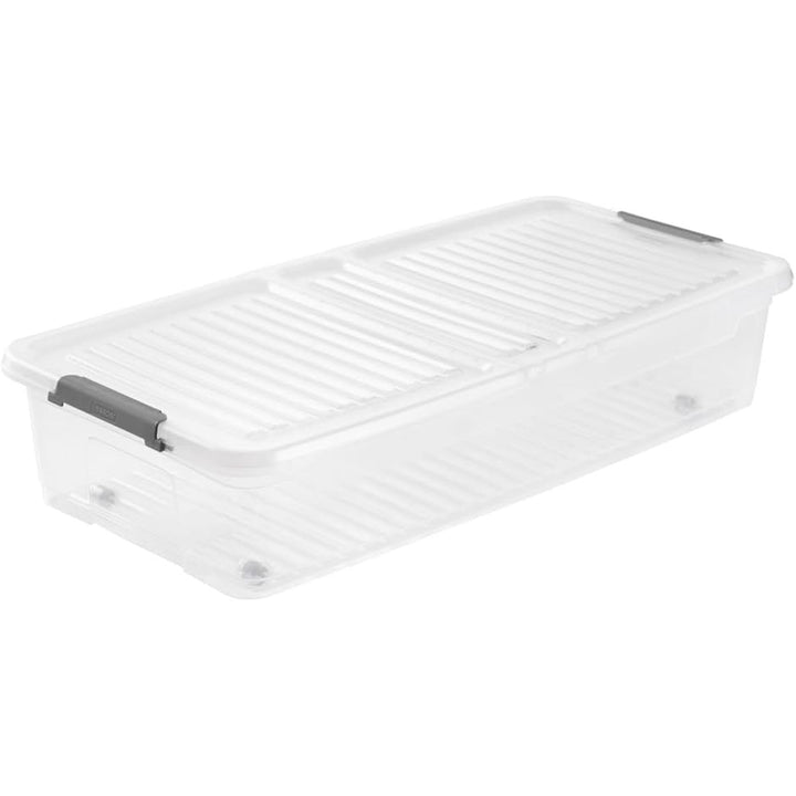 Leo Keeeper container met deksel, inhoud 33L, helder, met wielen, deksel met clips