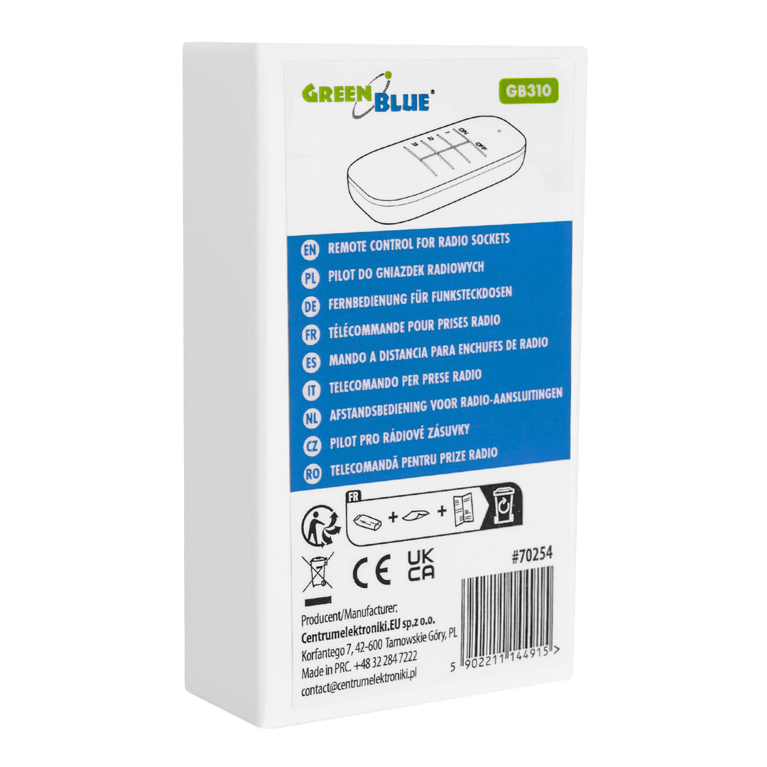Afstandsbediening voor GreenBlue-radiostopcontacten, programmeerbaar, bereik tot 30 m, CR2032, 433 MHz, GB310