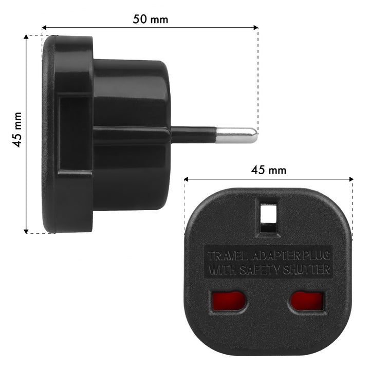 Maclean UK-stopcontact naar EU-stekkeradapter, zwart, MCE72, 4 stuks