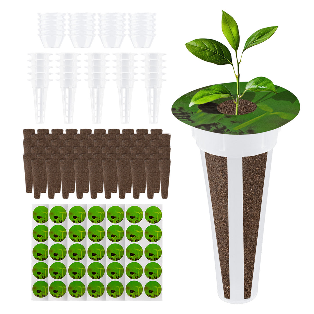 GreenBlue-set voor binnenteelt, zaadsponzen x60, koepeltjes x20, bakjes x20 en stickers x60, GB133 AS