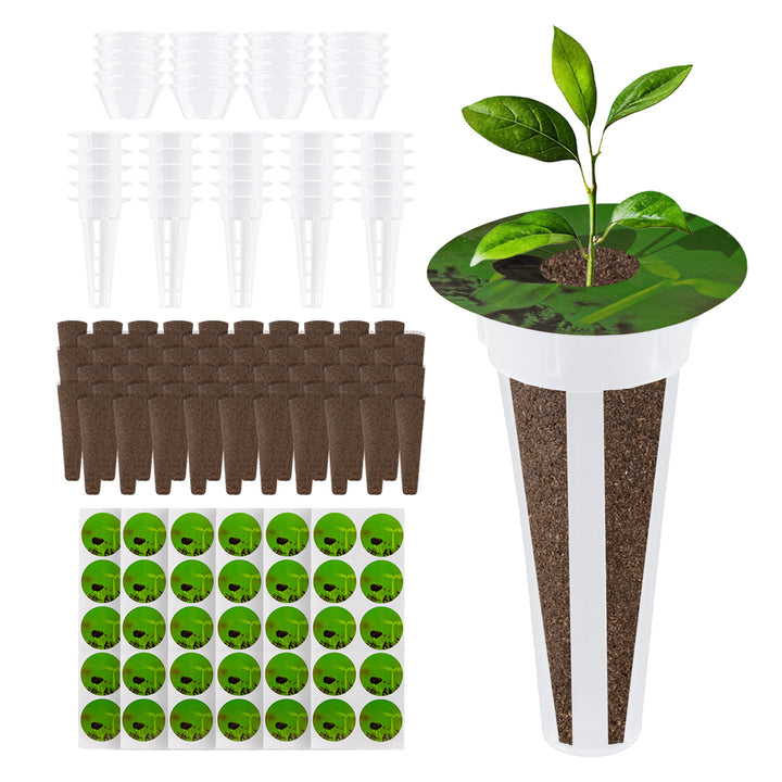 GreenBlue-set voor binnenteelt, zaadsponzen x60, koepeltjes x20, bakjes x20 en stickers x60, GB133 AS