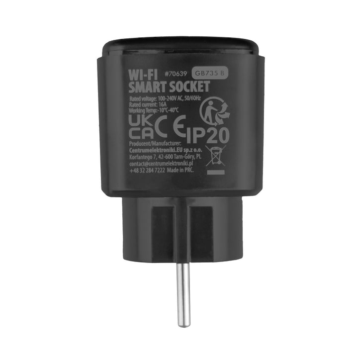 GreenBlue wifi-stopcontact met afstandsbediening, Android/iOS/Alexa/Google Home, timer, wattmeter, max. 16 A/3840 W, GB735 B