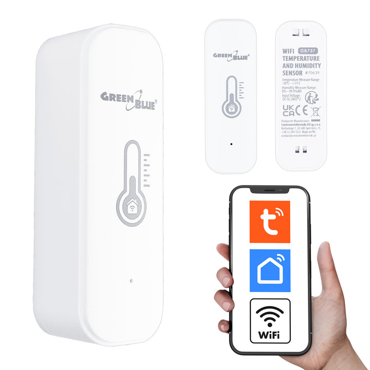 GreenBlue wifi-temperatuur- en vochtigheidssensor, Android/iOS/Alexa/Google Home, 3,0 V DC, LR03x2, GB737