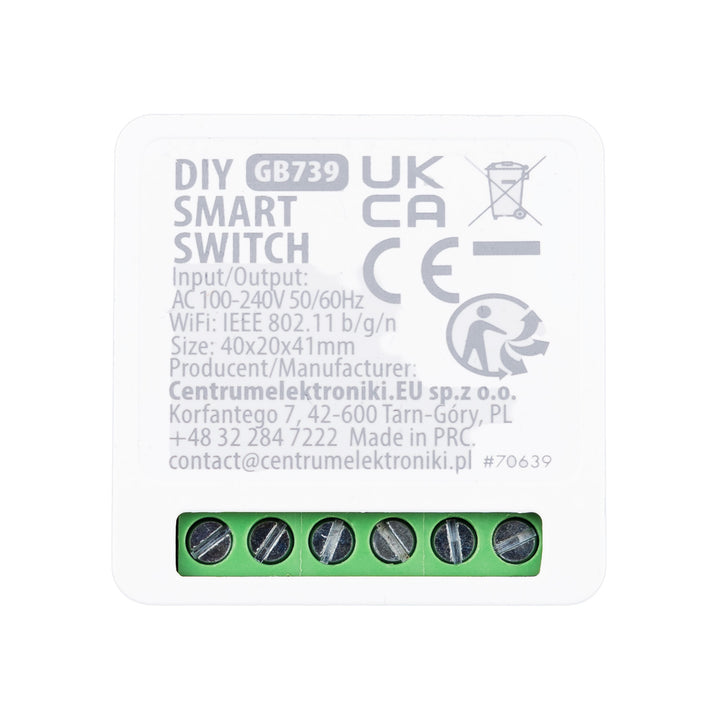 GreenBlue inbouw-wifi-schakelaar, Android/iOS/Alexa/Google Home, 100-240 V wisselstroom, 50/60 Hz, max. 16 A, voor LED 150 W, GB739