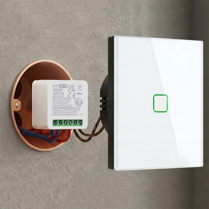 GreenBlue inbouw-wifi-schakelaar, Android/iOS/Alexa/Google Home, 100-240 V wisselstroom, 50/60 Hz, max. 16 A, voor LED 150 W, GB739